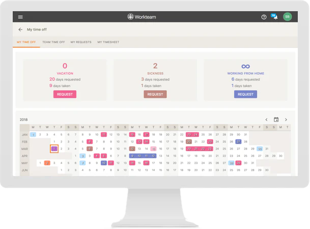 screenshot of Workteam Time & Attendance